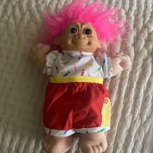 Vintage Stuffed Troll With Cabbage Patch Outfit